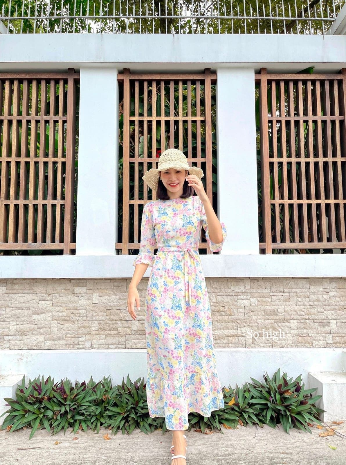 Pastel Meadow Floral Midi Dress - view 1