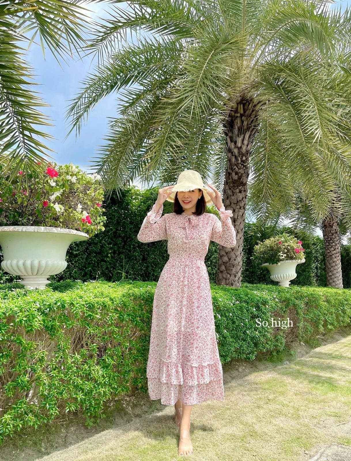 Pink Ruffle Floral Maxi Dress - view 1