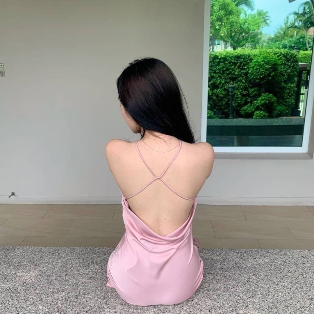 Pink Backless Satin Mini Dress - view 1